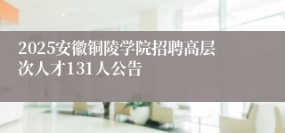 2025安徽铜陵学院招聘高层次人才131人公告