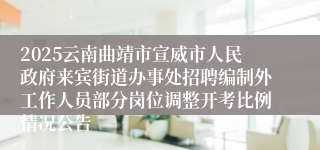 2025云南曲靖市宣威市人民政府来宾街道办事处招聘编制外工作人员部分岗位调整开考比例情况公告