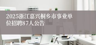 2025浙江嘉兴桐乡市事业单位招聘87人公告