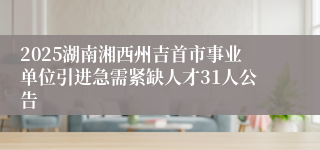 2025湖南湘西州吉首市事业单位引进急需紧缺人才31人公告