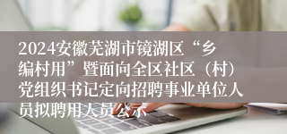 2024安徽芜湖市镜湖区“乡编村用”暨面向全区社区（村）党组织书记定向招聘事业单位人员拟聘用人员公示