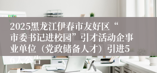 2025黑龙江伊春市友好区“市委书记进校园”引才活动企事业单位（党政储备人才）引进56人公告