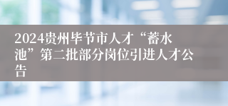 2024贵州毕节市人才“蓄水池”第二批部分岗位引进人才公告