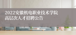 2022安徽机电职业技术学院高层次人才招聘公告