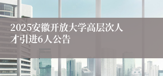 2025安徽开放大学高层次人才引进6人公告