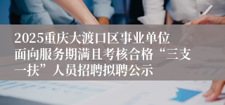 2025重庆大渡口区事业单位面向服务期满且考核合格“三支一扶”人员招聘拟聘公示