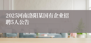 2025河南洛阳某国有企业招聘5人公告