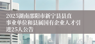 2025湖南邵阳市新宁县县直事业单位和县属国有企业人才引进25人公告