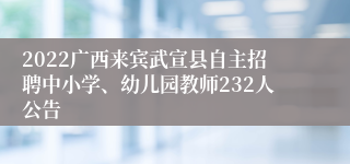 2022广西来宾武宣县自主招聘中小学、幼儿园教师232人公告