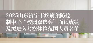 2025山东济宁市疾病预防控制中心“校园双选会”面试成绩及拟进入考察体检范围人员名单