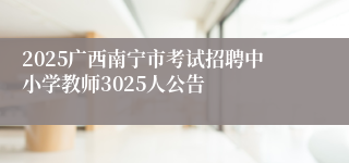 2025广西南宁市考试招聘中小学教师3025人公告