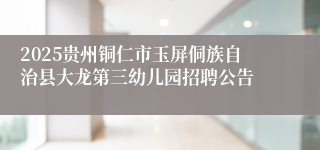 2025贵州铜仁市玉屏侗族自治县大龙第三幼儿园招聘公告