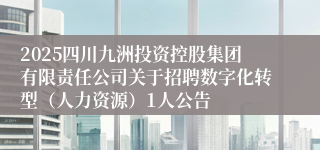 2025四川九洲投资控股集团有限责任公司关于招聘数字化转型（人力资源）1人公告