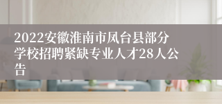 2022安徽淮南市凤台县部分学校招聘紧缺专业人才28人公告