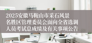 2025安徽马鞍山市采石风景名胜区管理委员会面向全省选调人员考试总成绩及有关事项公告
