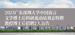2025广东深圳大学中国语言文学博士后科研流动站刘志特聘教授博士后招聘2人公告