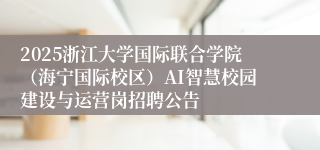 2025浙江大学国际联合学院（海宁国际校区）AI智慧校园建设与运营岗招聘公告