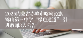 2025内蒙古赤峰市喀喇沁旗锦山第三中学“绿色通道” 引进教师3人公告