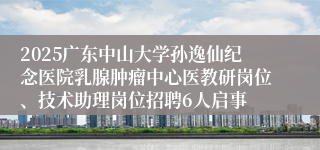 2025广东中山大学孙逸仙纪念医院乳腺肿瘤中心医教研岗位、技术助理岗位招聘6人启事