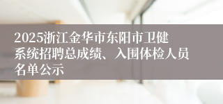 2025浙江金华市东阳市卫健系统招聘总成绩、入围体检人员名单公示