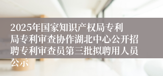 2025年国家知识产权局专利局专利审查协作湖北中心公开招聘专利审查员第三批拟聘用人员公示