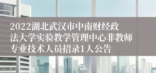 2022湖北武汉市中南财经政法大学实验教学管理中心非教师专业技术人员招录1人公告