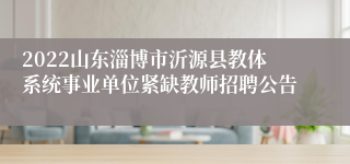 2022山东淄博市沂源县教体系统事业单位紧缺教师招聘公告