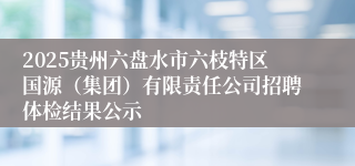 2025贵州六盘水市六枝特区国源（集团）有限责任公司招聘体检结果公示