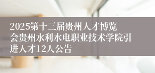 2025第十三届贵州人才博览会贵州水利水电职业技术学院引进人才12人公告