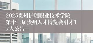 2025贵州护理职业技术学院第十三届贵州人才博览会引才17人公告