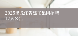 2025黑龙江省建工集团招聘17人公告