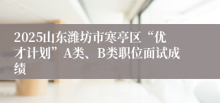 2025山东潍坊市寒亭区“优才计划”A类、B类职位面试成绩