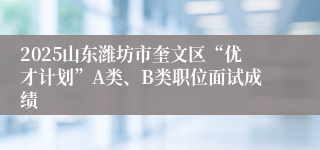 2025山东潍坊市奎文区“优才计划”A类、B类职位面试成绩