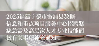 2025福建宁德市霞浦县数据信息和重点项目服务中心招聘紧缺急需及高层次人才专业技能面试有关事项补充通知