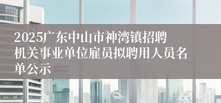 2025广东中山市神湾镇招聘机关事业单位雇员拟聘用人员名单公示