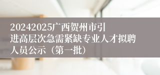 20242025广西贺州市引进高层次急需紧缺专业人才拟聘人员公示（第一批）