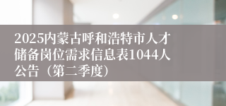 2025内蒙古呼和浩特市人才储备岗位需求信息表1044人公告（第二季度）