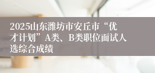 2025山东潍坊市安丘市“优才计划”A类、B类职位面试人选综合成绩