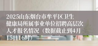 2025山东烟台市牟平区卫生健康局所属事业单位招聘高层次人才报名情况（数据截止到4月15日16时）