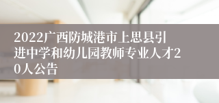 2022广西防城港市上思县引进中学和幼儿园教师专业人才20人公告