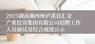 2025湖南湘西州泸溪县汇金产业投资集团有限公司招聘工作人员面试及综合成绩公示