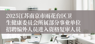 2025江苏南京市雨花台区卫生健康委员会所属部分事业单位招聘编外人员进入资格复审人员名单公布