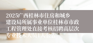 2025广西桂林市住房和城乡建设局所属事业单位桂林市市政工程管理处直接考核招聘高层次专业技术人员1人公告