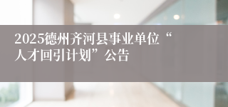 2025德州齐河县事业单位“人才回引计划”公告