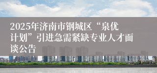 2025年济南市钢城区“泉优计划”引进急需紧缺专业人才面谈公告