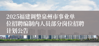 2025福建调整泉州市事业单位招聘编制内人员部分岗位招聘计划公告