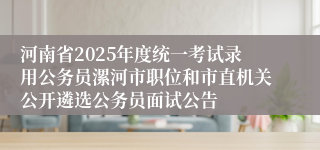 河南省2025年度统一考试录用公务员漯河市职位和市直机关公开遴选公务员面试公告