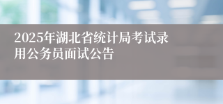 2025年湖北省统计局考试录用公务员面试公告