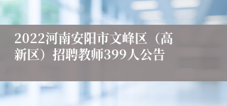 2022河南安阳市文峰区（高新区）招聘教师399人公告