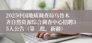 2025中国地质调查局乌鲁木齐自然资源综合调查中心招聘35人公告（第三批，新疆）